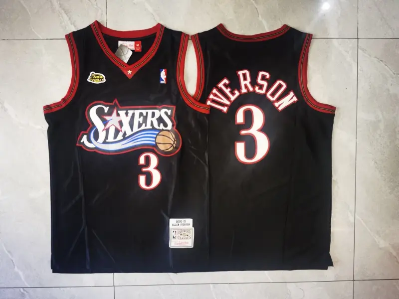 PHILADELPHIA 76ERS ALLEN IVERSON BLACK JERSEY