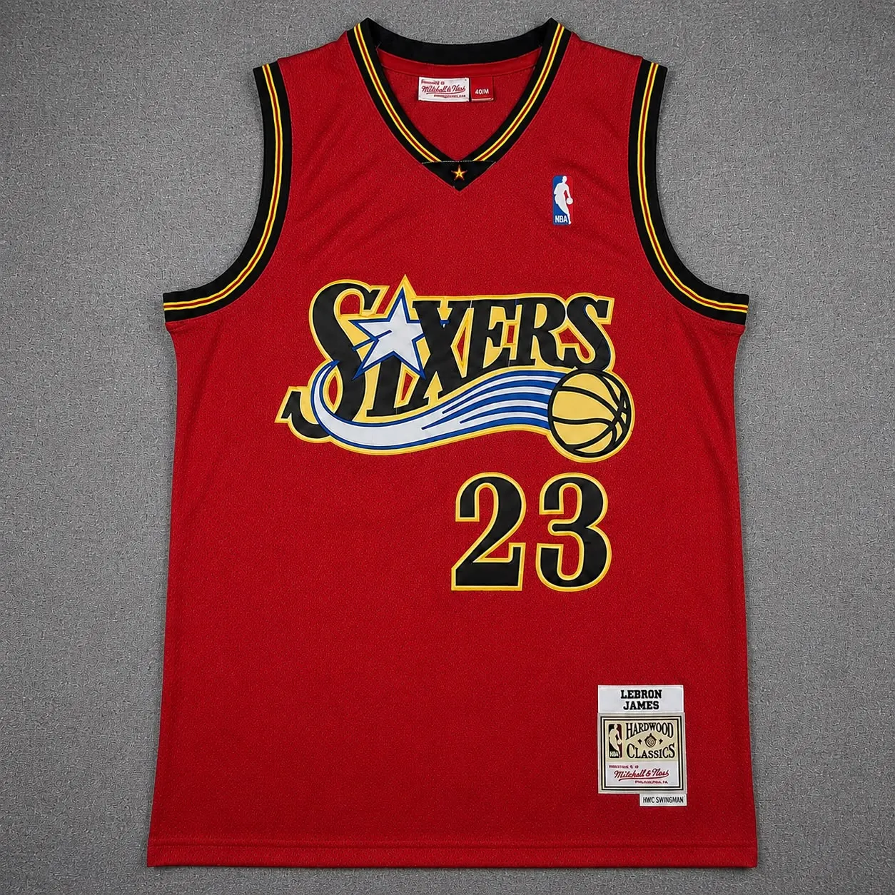 PHILADELPHIA 76ERS LEBRON JAMES RED VINTAGE JERSEY