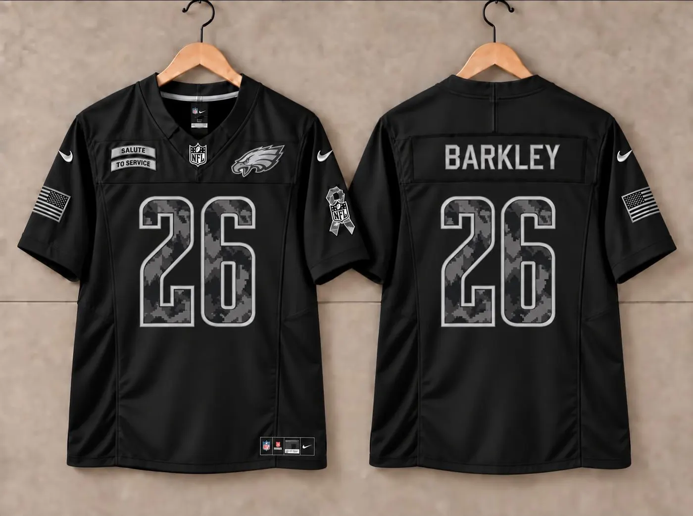 PHILADELPHIA EAGLES SAQUON BARKLEY SALUTE TO SERVICE BLACK JERSEY