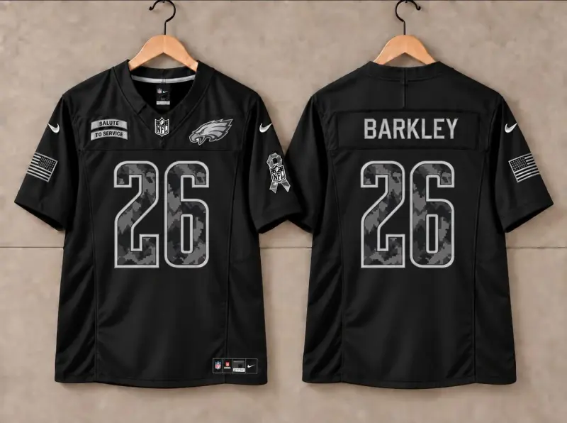 PHILADELPHIA EAGLES SAQUON BARKLEY SALUTE TO SERVICE BLACK JERSEY