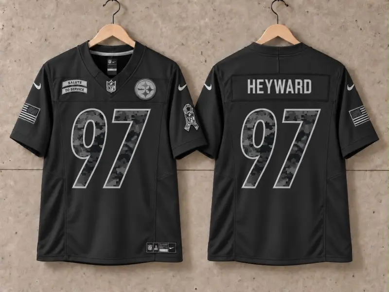 PITTSBURGH STEELERS CAMERON HEYWARD BLACK SALUTE TO SERVICE JERSEY