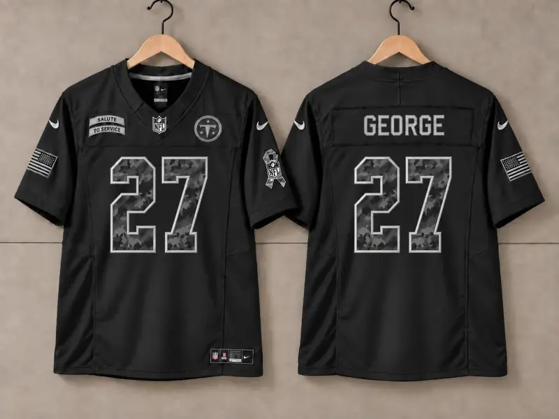 TENNESSEE TITANS EDDIE GEORGE BLACK SALUTE TO SERVICE JERSEY