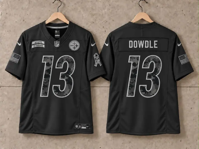 PITTSBURGH STEELERS RICO DOWDLE BLACK SALUTE TO SERVICE JERSEY