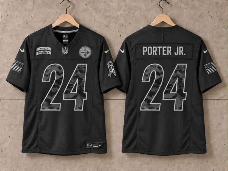 PITTSBURGH STEELERS JOEY PORTER JR BLACK SALUTE TO SERVICE JERSEY