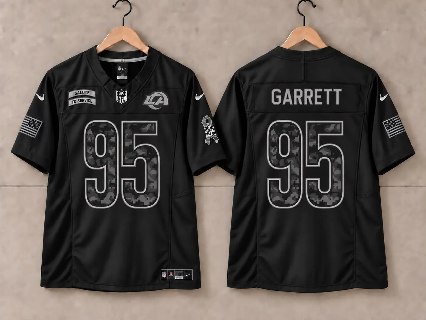LOS ANGELES RAMS MYLES GARRETT BLACK SALUTE TO SERVICE JERSEY