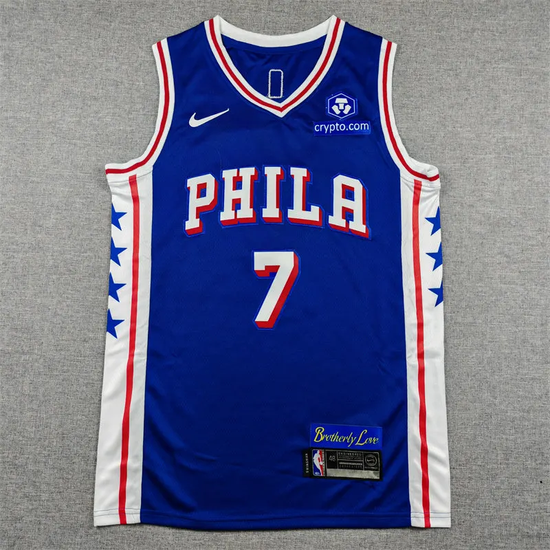 PHILADELPHIA 76ERS JAYLEN BROWN BLUE CRYPTO JERSEY