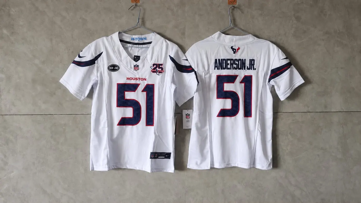 HOUSTON TEXANS WLL ANDERSON JR WHITE 25 YEAR ANNIVERSARY JERSEY