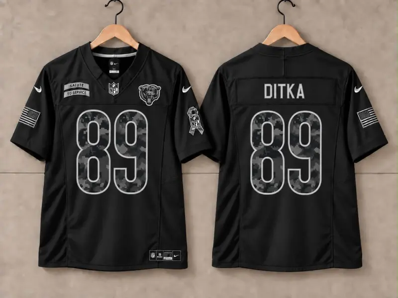CHICAGO BEARS MIKE DITKA BLACK SALUTE TO SERVICE JERSEY