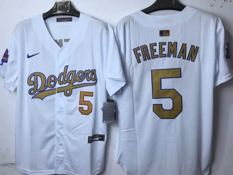 Los Angeles Dodgers Freddie Freeman White and Gold Jersey