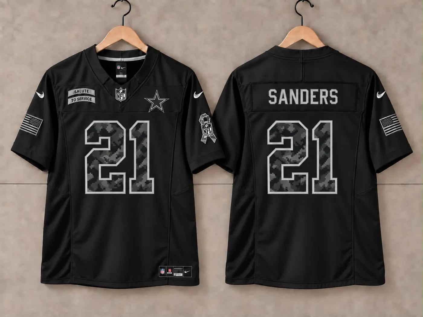 DALLAS COWBOYS DEION SANDERS BLACK SALUTE TO SERVICE JERSEY