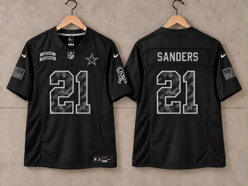 DALLAS COWBOYS DEION SANDERS BLACK SALUTE TO SERVICE JERSEY