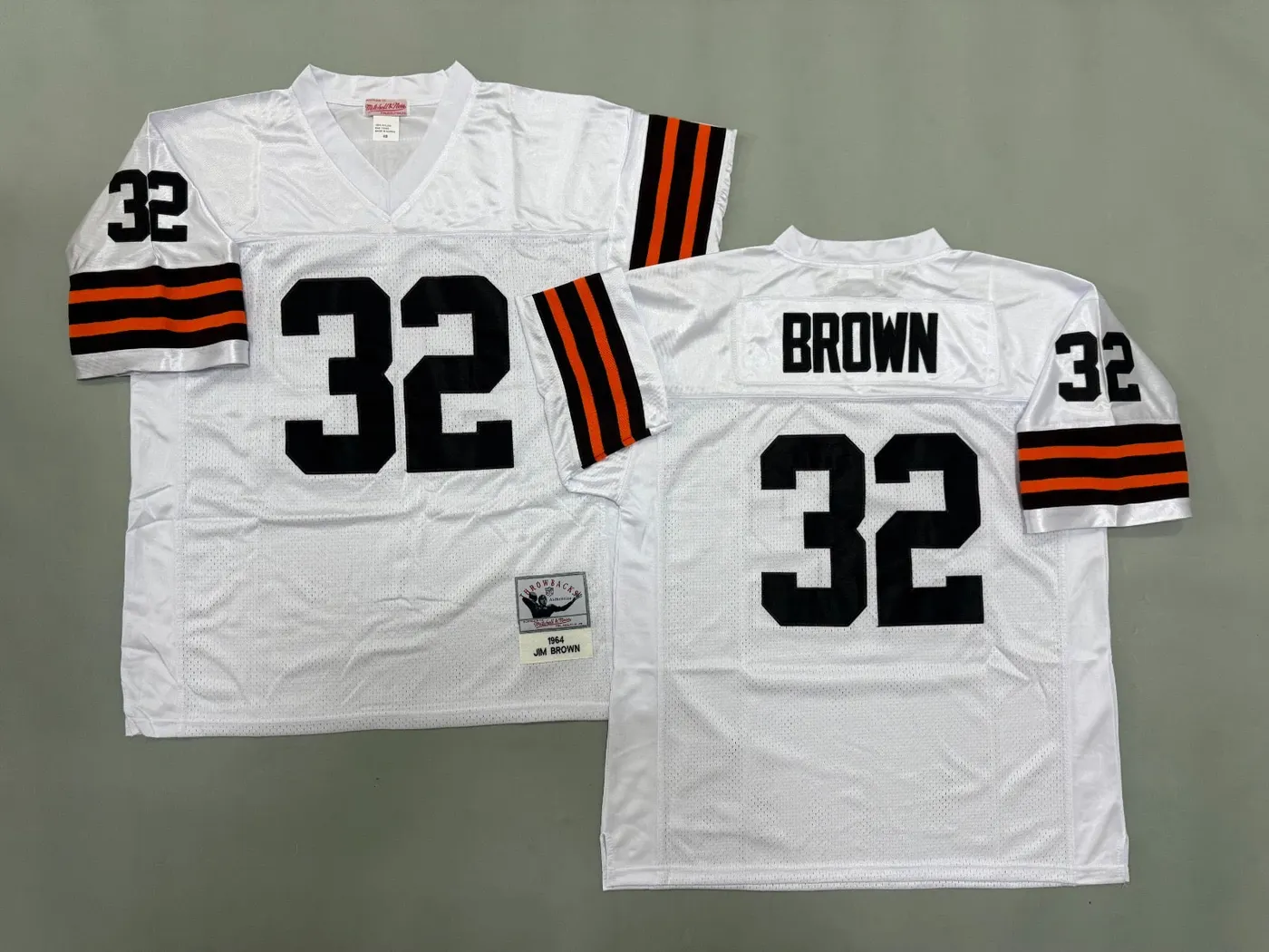 CLEVELAND BROWNS JIM BROWN WHITE VINTAGE JERSEYS