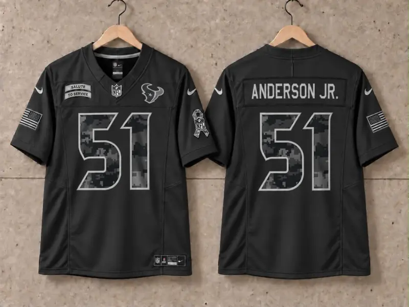 HOUSTON TEXANS WILL ANDERSON JR BLACK SALUTE TO SERVICE JERSEY