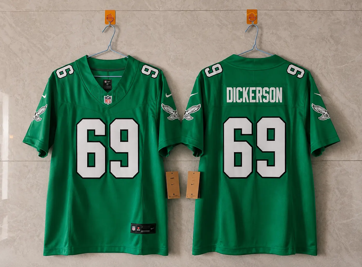 PHILADELPHIA EAGLES LANDON DICKERSON KELLY GREEN JERSEY