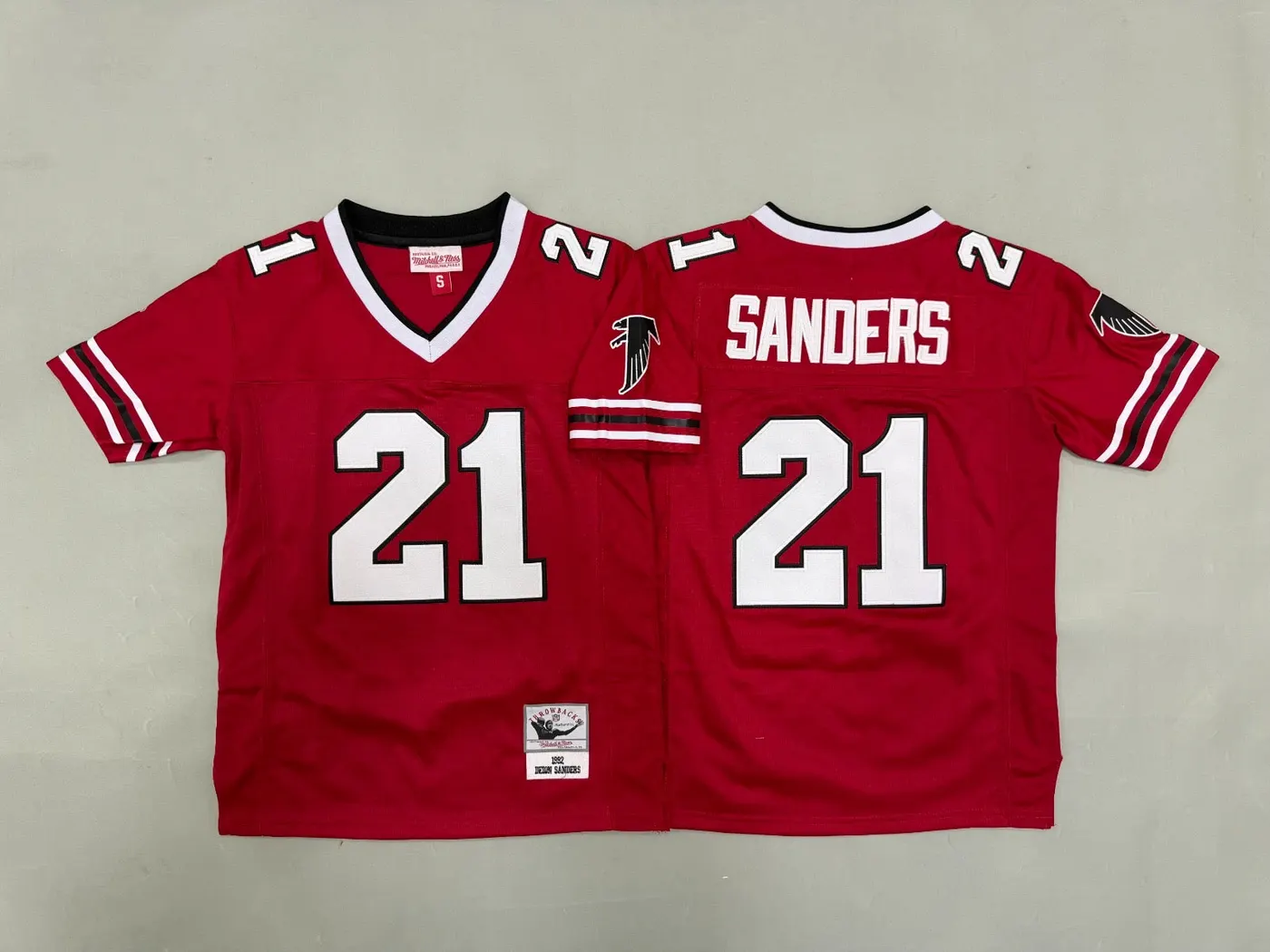 ATLANTA FALCONS DEION SANDERS RED VINTAGE JERSEY