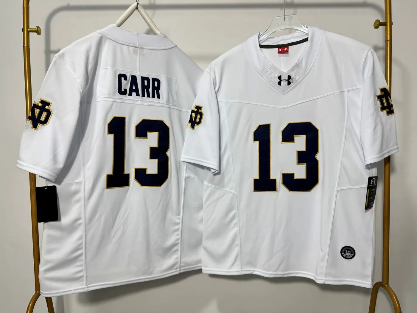 NOTRE DAME FIGHTING IRISH CJ CARR WHITE JERSEY