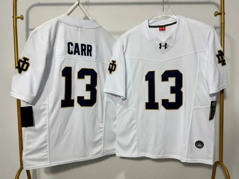 NOTRE DAME FIGHTING IRISH CJ CARR WHITE JERSEY