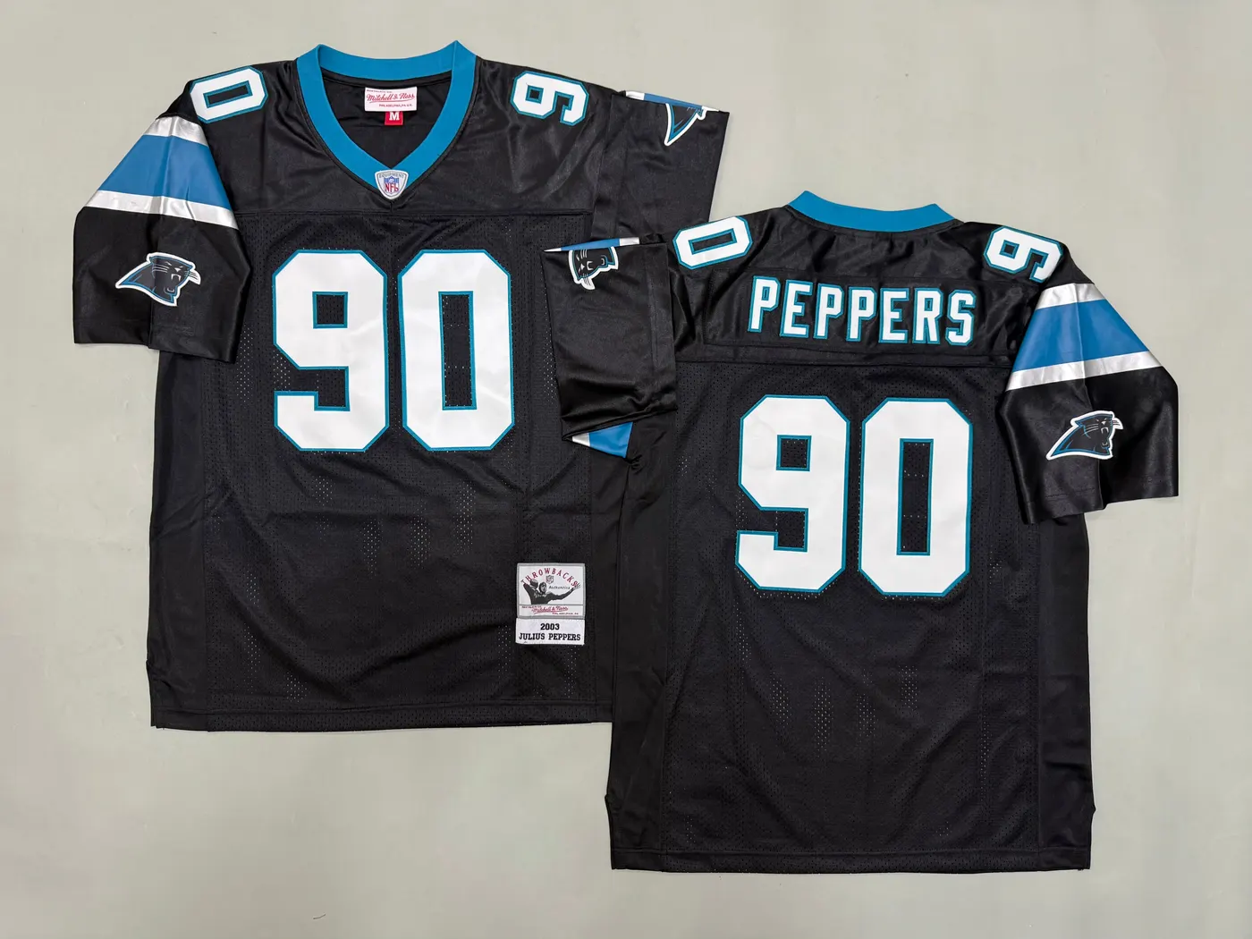 CAROLINA PANTHERS JULIUS PEPPERS BLACK VINTAGE JERSEY