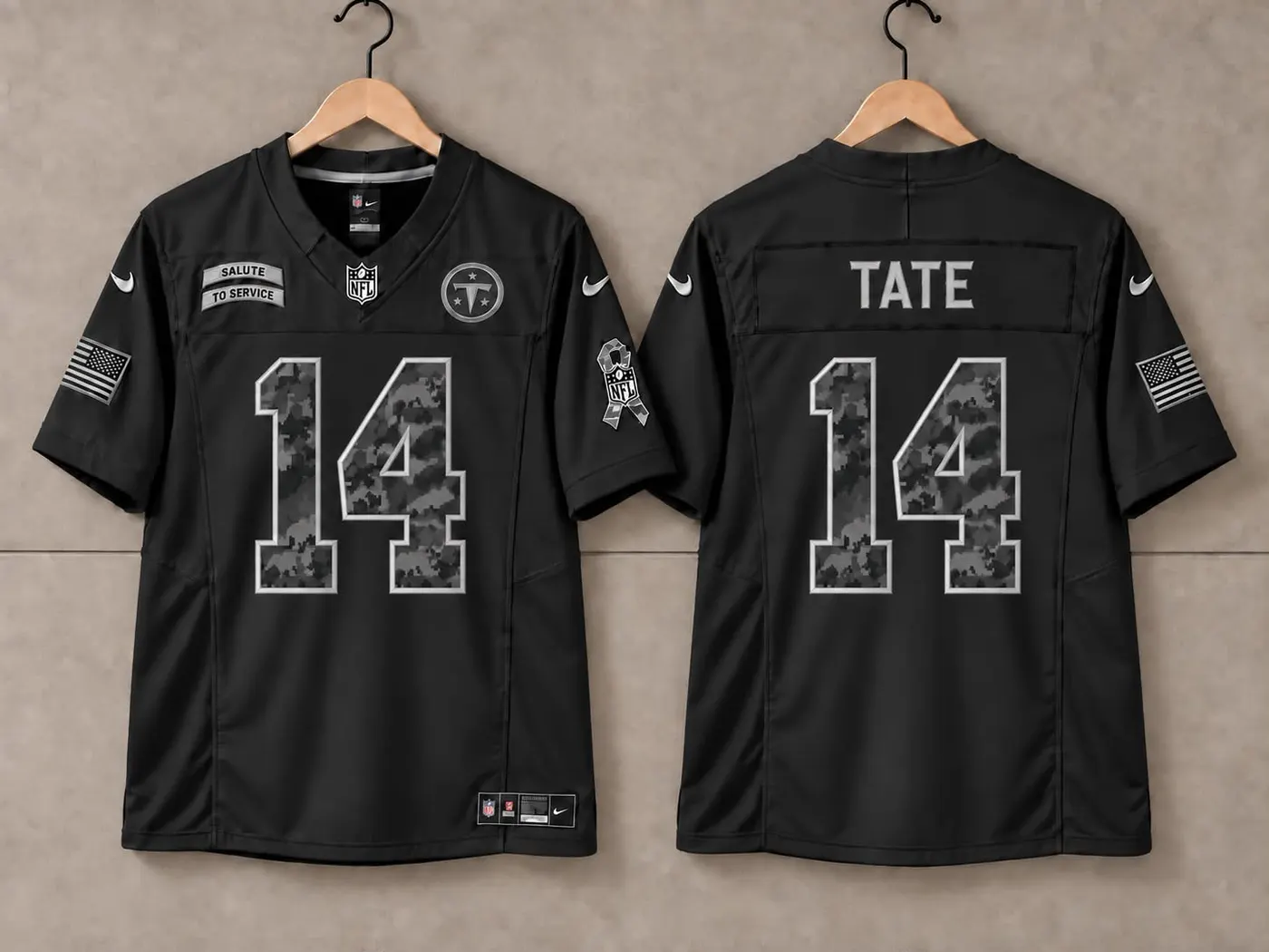 TENNESSEE TITANS CARNELL TATE BLACK SALUTE TO SERVICE JERSEY