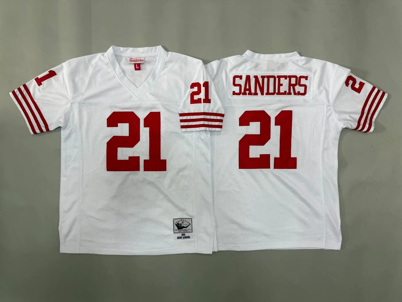 SAN FRANCISCO 49ERS DIEON SANDERS WHITE VINTAGE JERSEY