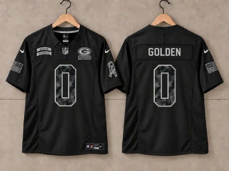 GREEN BAY PACKERS MATTHEW GOLDEN BLACK SALUTE TO SERVICE JERSEY