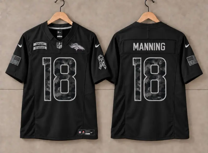 DENVER BRONCOS PEYTON MANNING BLACK SALUTE TO SERVICE JERSEY 