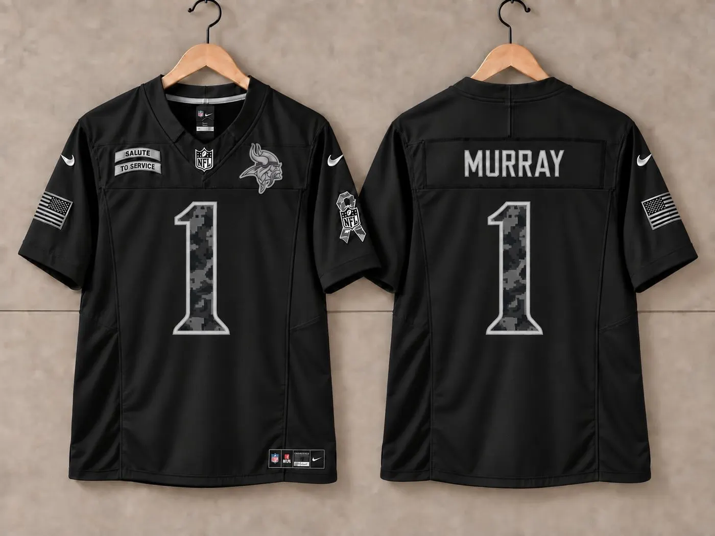 MINNESOTA VIKINGS KYLER MURRAY BLACK SALUTE TO SERVICE JERSEY