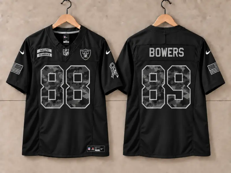 LAS VEGAS RAIDERS BROCK BOWERS BLACK SALUTE TO SERVICE JERSEY