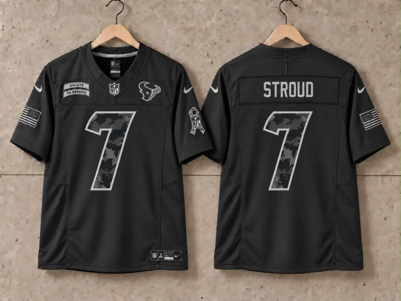 HOUSTON TEXANS CJ STROUD BLACK SALUTE TO SERVICE JERSEY