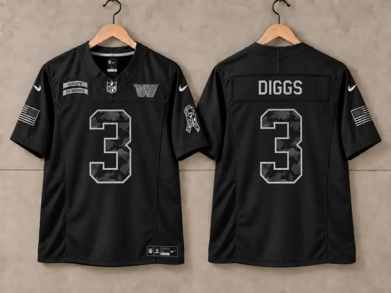 WASHINGTON COMMANDERS STEFON DIGGS SALUTE TO SERVICE BLACK JERSEY