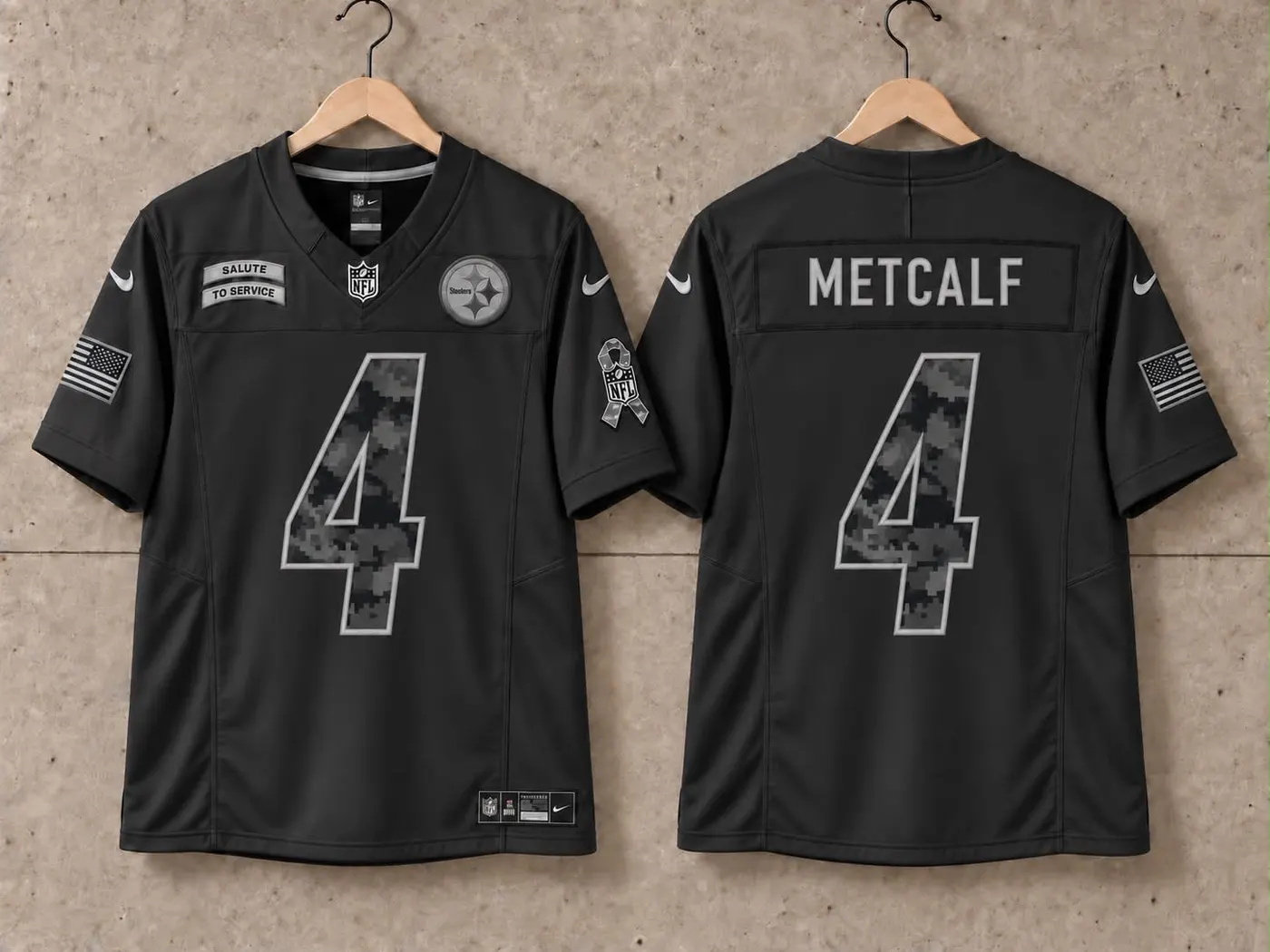PITTSBURGH STEELERS DK METCALF BLACK SALUTE TO SERVICE JERSEY