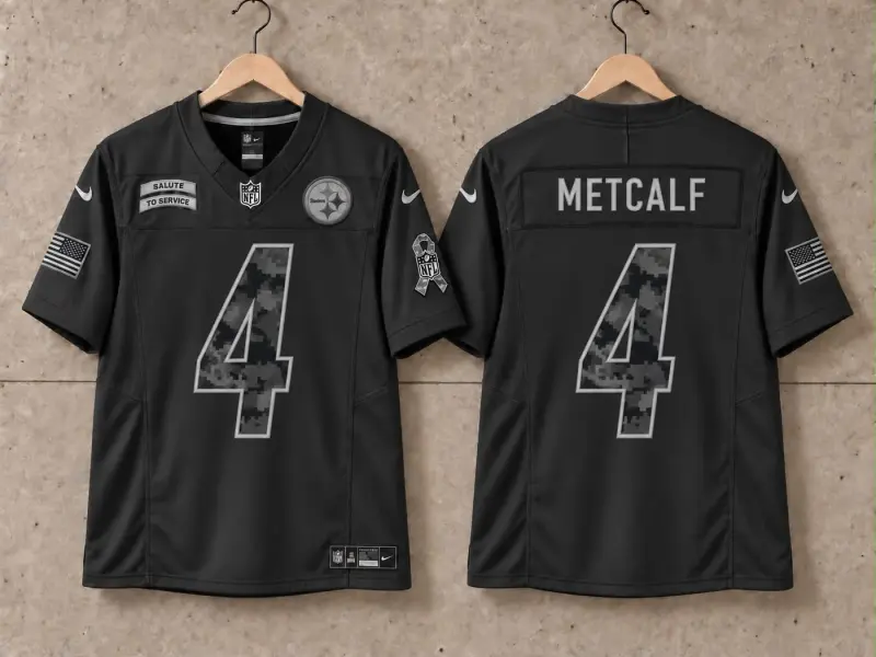 PITTSBURGH STEELERS DK METCALF BLACK SALUTE TO SERVICE JERSEY