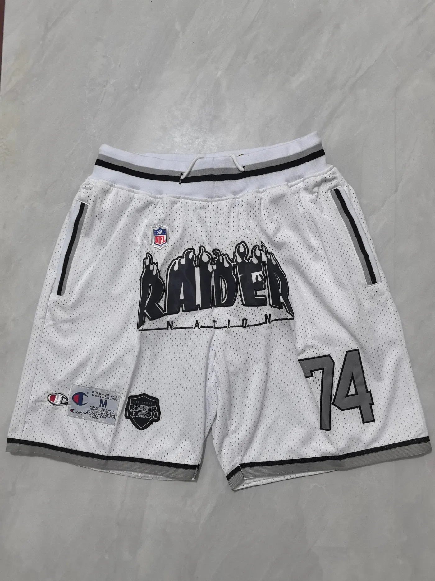 LAS VEGAS RAIDERS WHITE SHORTS