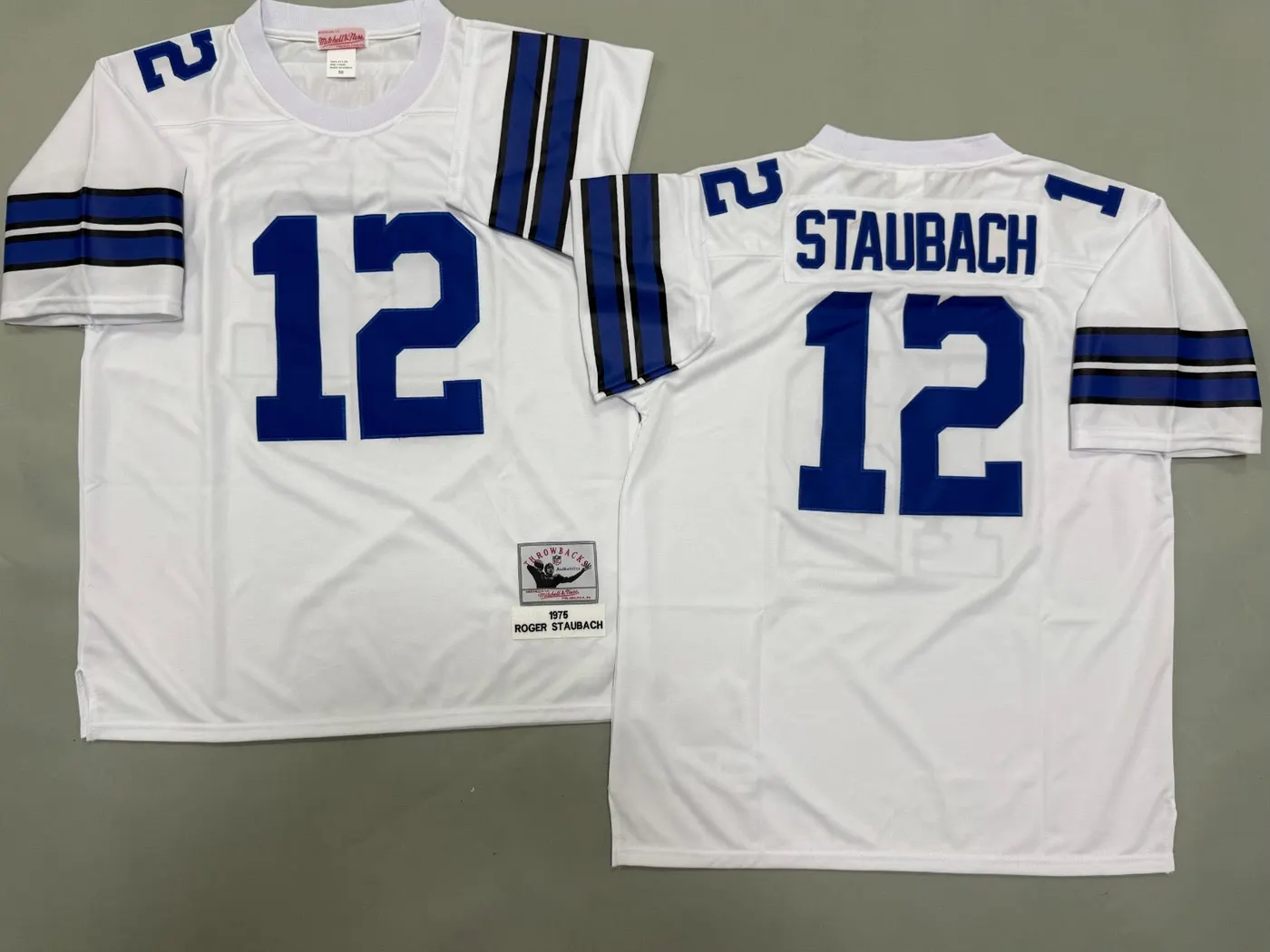 DALLAS COWBOYS RODGER STAUBACH WHITE VINTAGE JERSEY