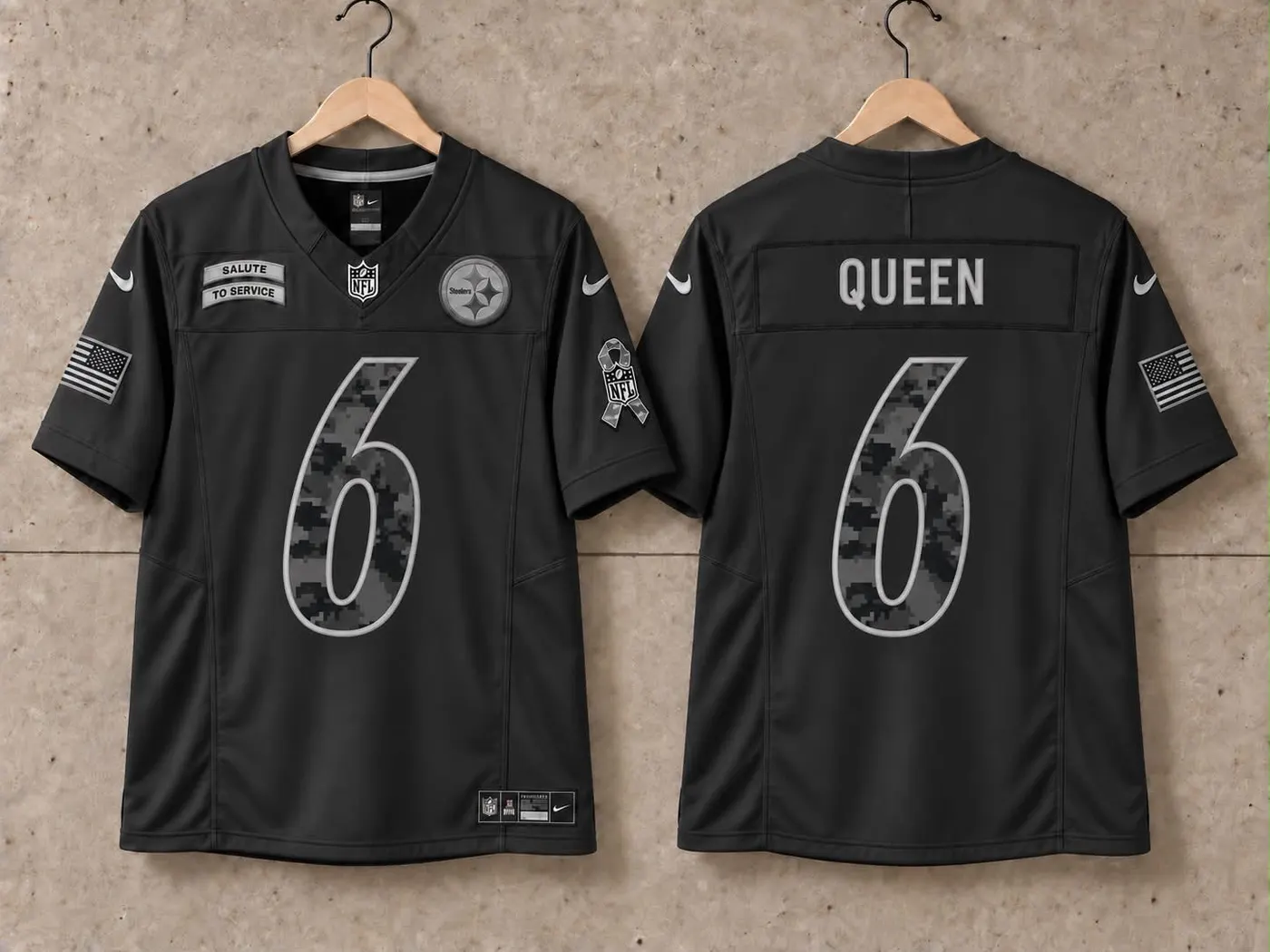 PITTSBURGH STEELERS PATRICK QUEEN BLACK SALUTE TO SERVICE JERSEY