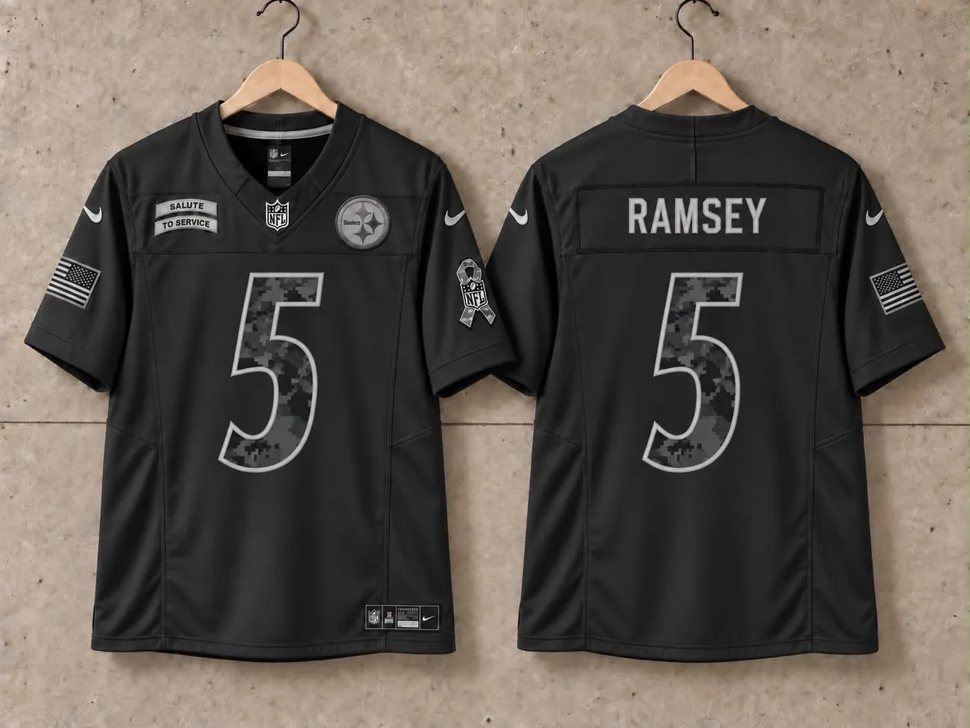 PITTSBURGH STEELERS JALEN RAMSEY BLACK SALUTE TO SERVICE JERSEY