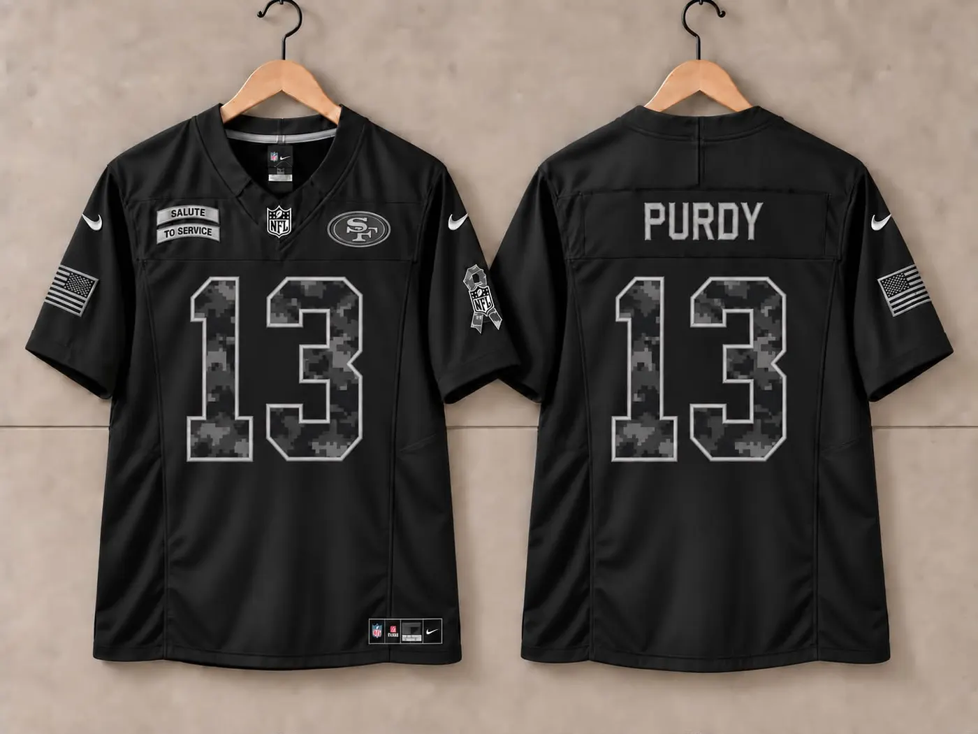 SAN FRANCISCO BROCK PURDY 49ERS BLACK SALUTE TO SERVICE JERSEY