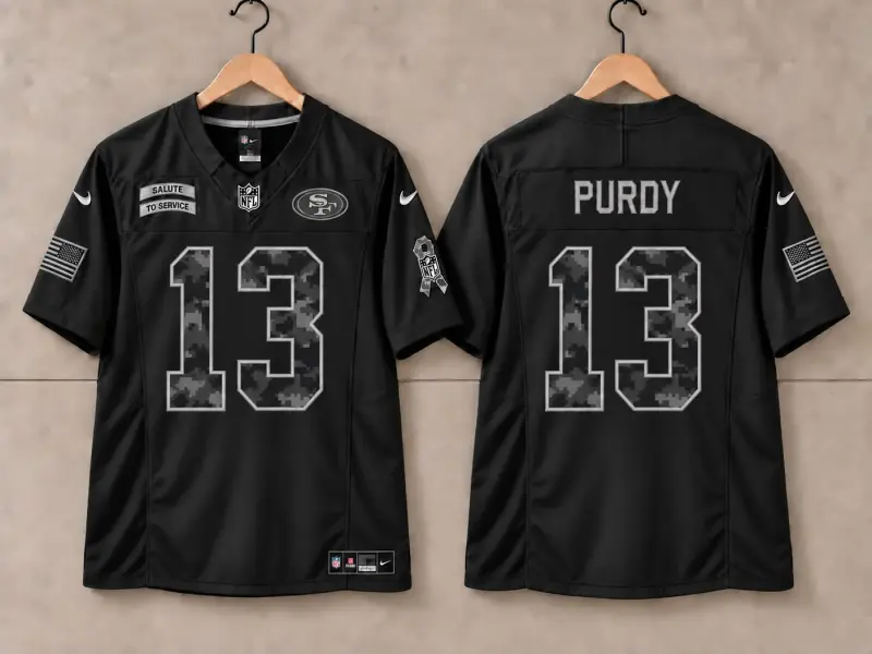SAN FRANCISCO BROCK PURDY 49ERS BLACK SALUTE TO SERVICE JERSEY