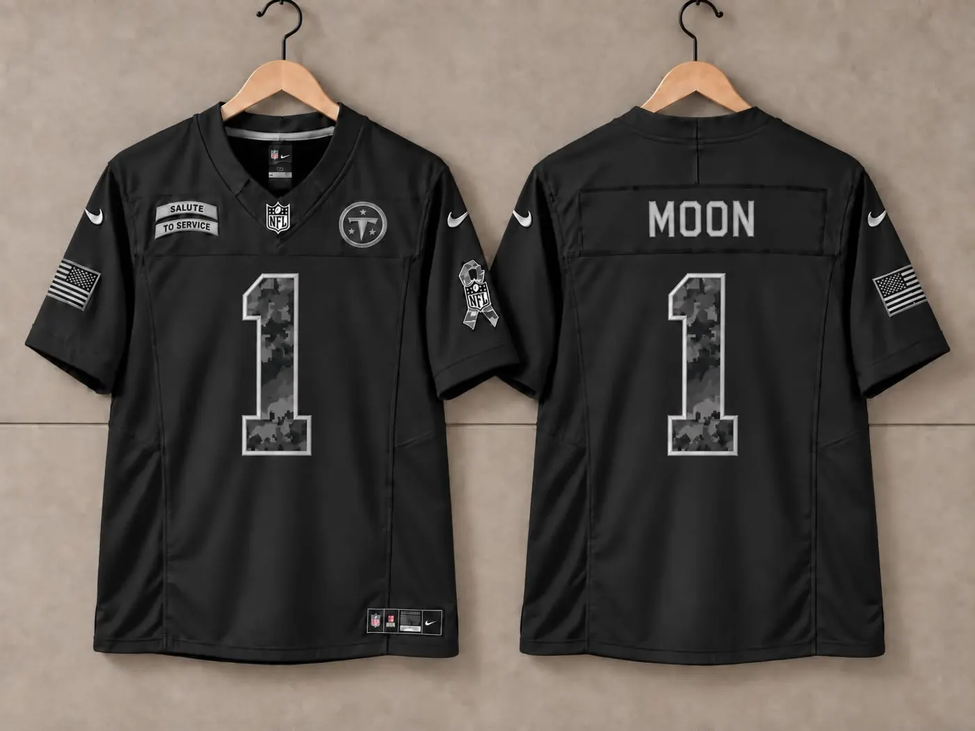 TENNESSEE TITANS WARREN MOON BLACK SALUTE TO SERVICE JERSEY