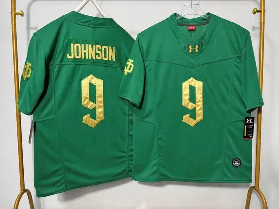 NOTRE DAME FIGHTING IRISH BRAUNTAE JOHNSON ROYAL GREEN JERSEY