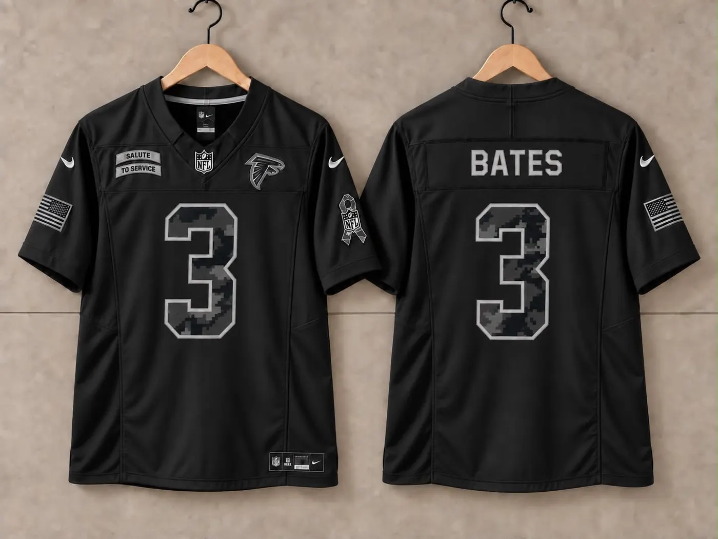ATLANTA FALCONS JESSIE BATES BLACK SALUTE TO SERVICE JERSEY