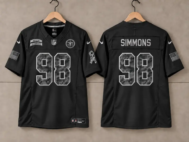 TENNESSEE TITANS JEFFREY SIMMONS BLACK SALUTE TO SERVICE JERSEY
