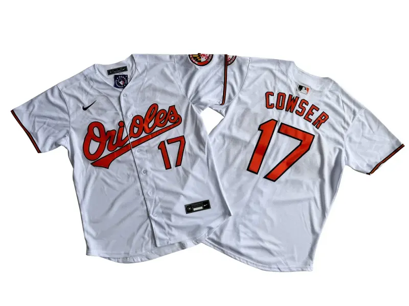 BALTIMORE ORIOLES COLTON COWSER WHITE JERSEY