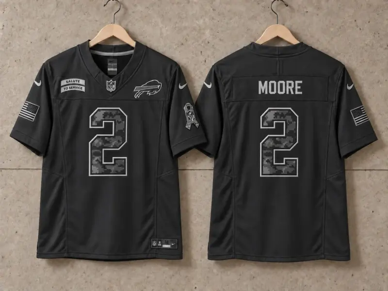 BUFFALO BILLS DJ MOORE BLACK SALUTE TO SERVICE JERSEY 