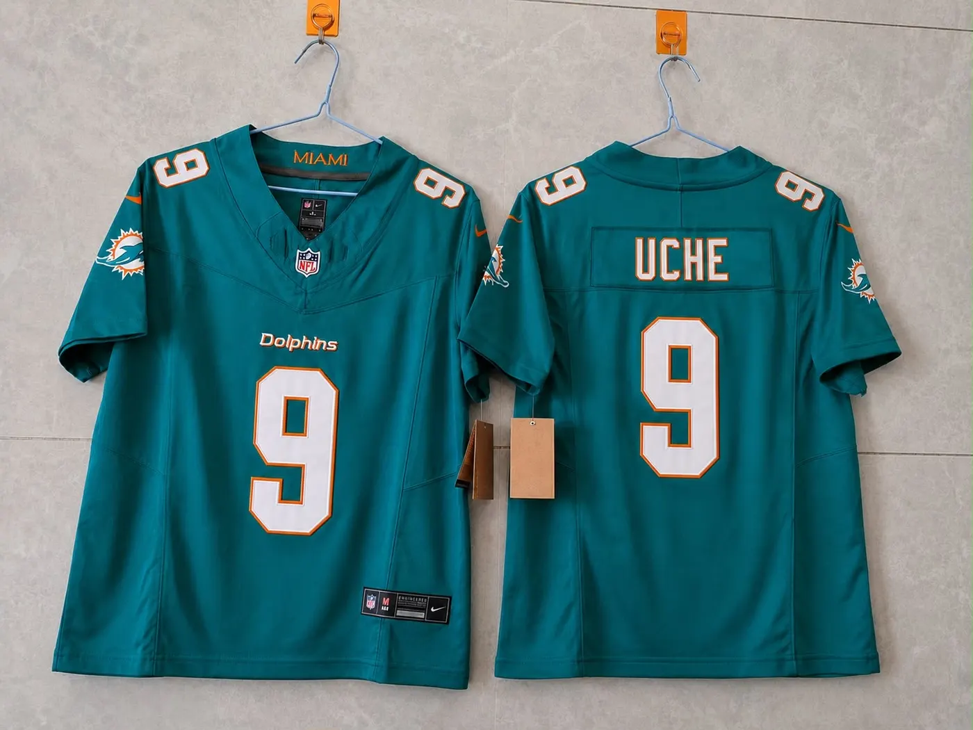 MIAMI DOLPHINS JOSH UCHE BLUE JERSEY
