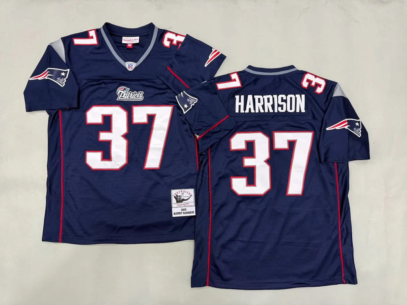 NEW ENGLAND PATRIOTS RODNEY HARRISON BLUE VINTAGE JERSEY