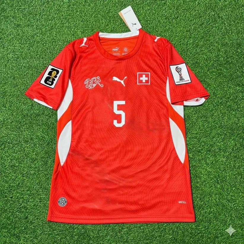 2026 WORLD CUP MANUEL AKANJI TEAM SWITZERLAND RED JERSEY