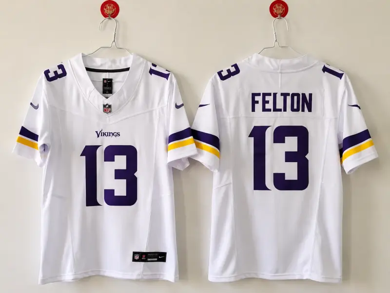 MINNESOTA VIKINGS TAI FELTON WHITE JERSEY