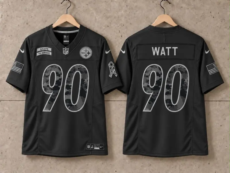 PITTSBURGH STEELERS TJ WATT BLACK SALUTE TO SERVICE JERSEY