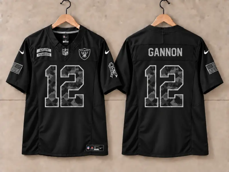 LAS VEGAS OAKLAND RAIDERS RICH GANNON BLACK SALUTE TO SERVICE JERSEY